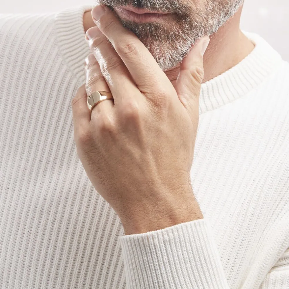 Chevalière Hide Plaqué Or Oxyde De Zirconium