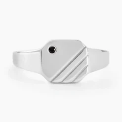 Chevalière Kaden Argent Blanc Oxyde De Zirconium Noir