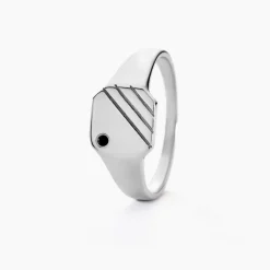 Chevalière Kaden Argent Blanc Oxyde De Zirconium Noir