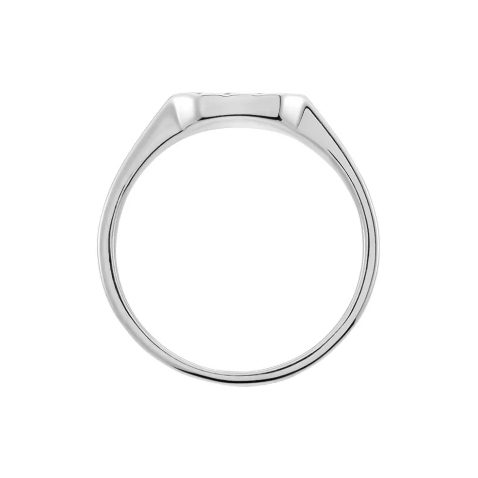 Chevalière Kaden Argent Blanc Oxyde De Zirconium Noir
