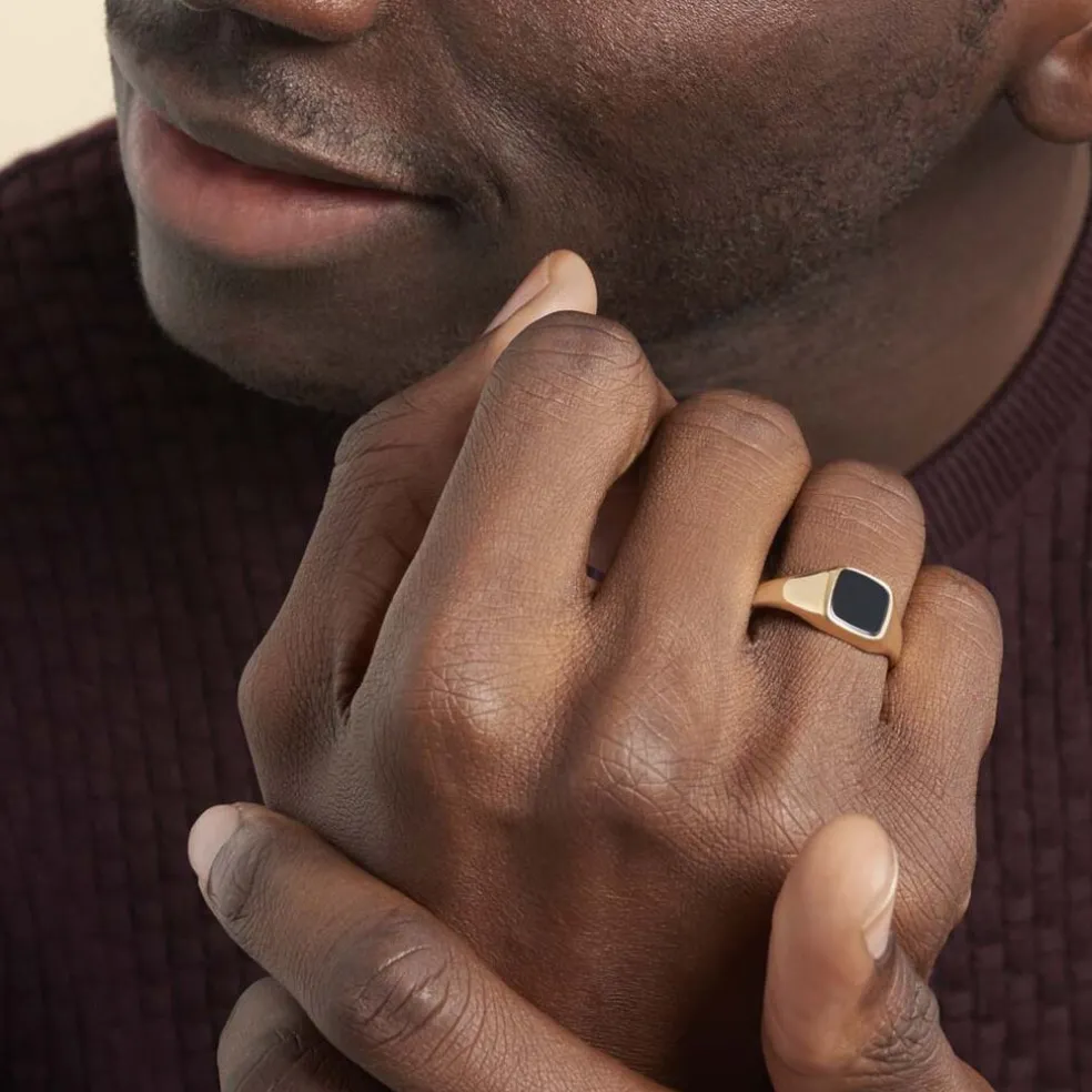 Chevalière Kauai Plaqué Or Jaune Pierre De Synthese