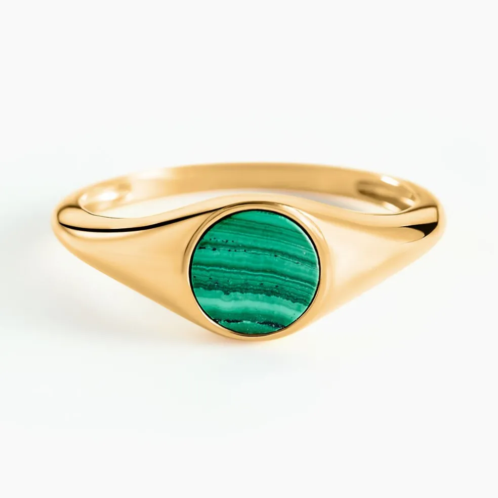 Chevalière Kenith Or Jaune Malachite