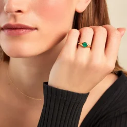 Chevalière Kenith Or Jaune Malachite