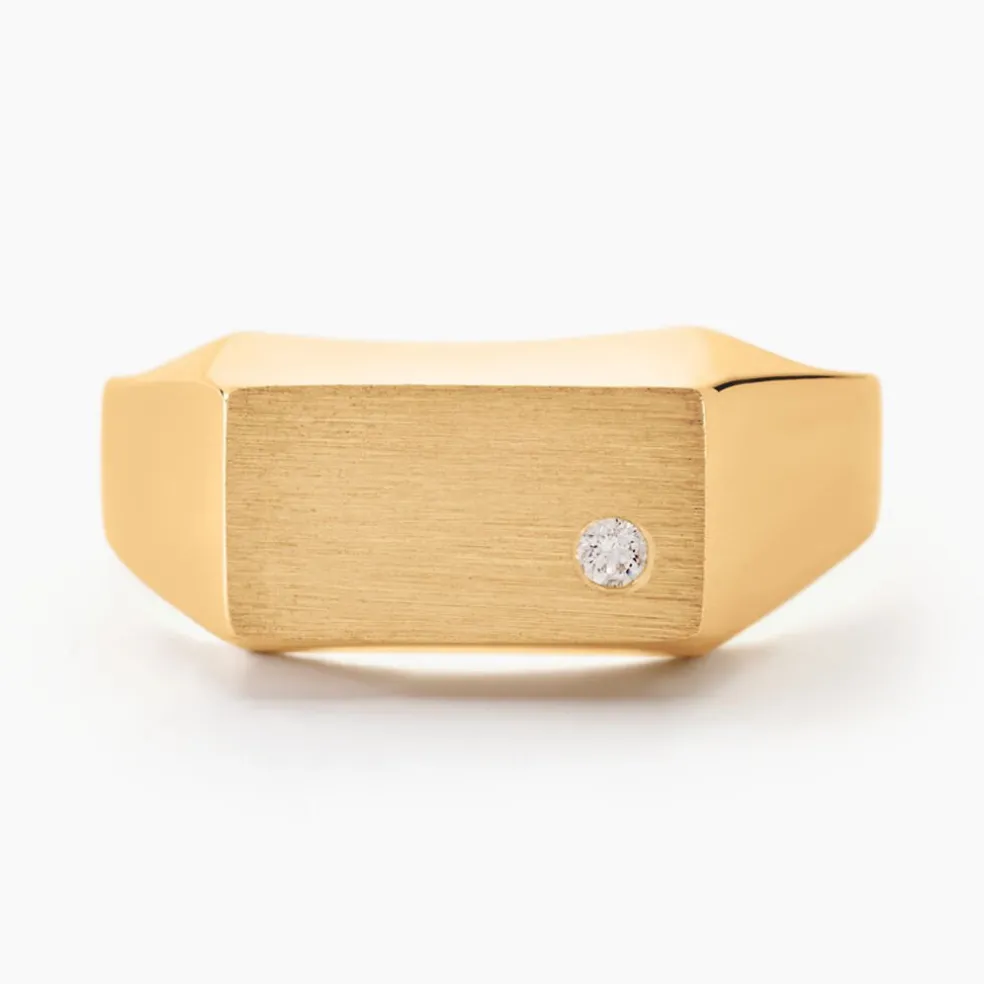 Chevalière Leyton Rectangle Or Jaune Oxyde De Zirconium