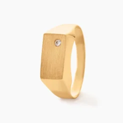 Chevalière Leyton Rectangle Or Jaune Oxyde De Zirconium