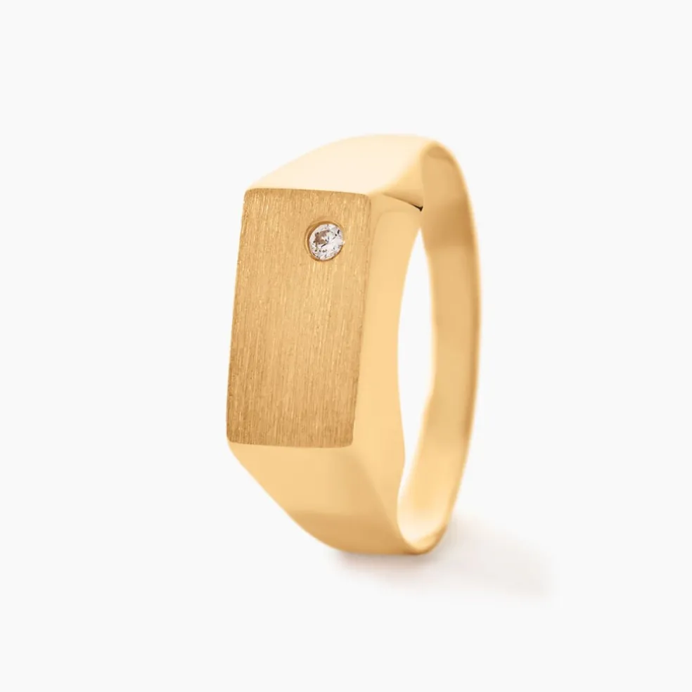 Chevalière Leyton Rectangle Or Jaune Oxyde De Zirconium