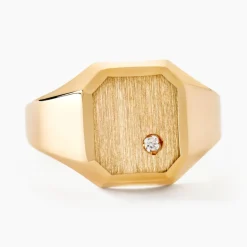 Chevalière Malcolm Carree Or Jaune Oxyde De Zirconium