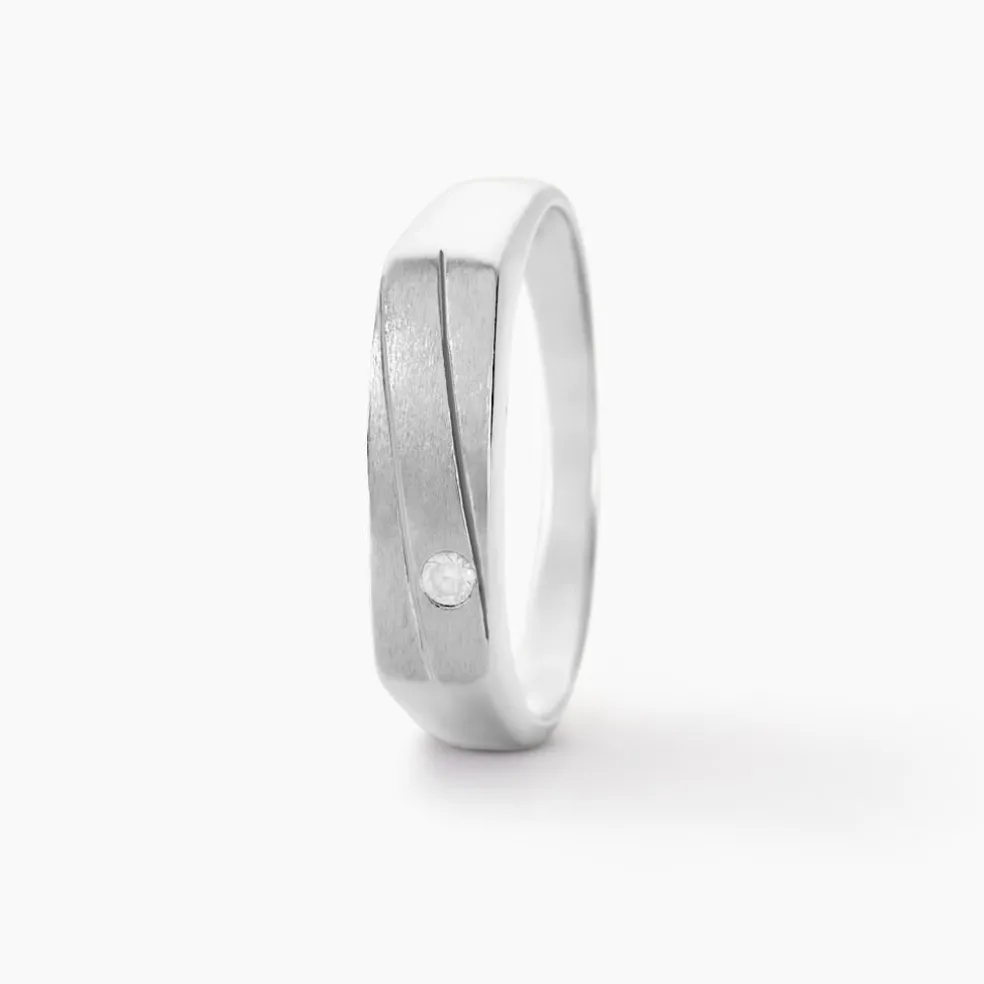 Chevalière Michel Argent Blanc Oxyde De Zirconium