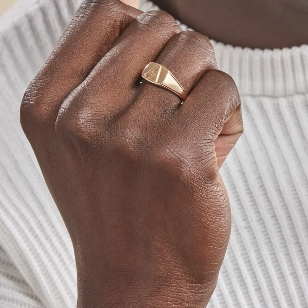 Chevalière Plaqué Or Jaune Luciano