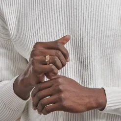 Chevalière Plaqué Or Jaune Asa Oxydes De Zirconium