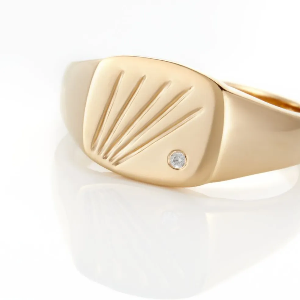 Chevalière Plaqué Or Khepri Oxyde De Zirconium