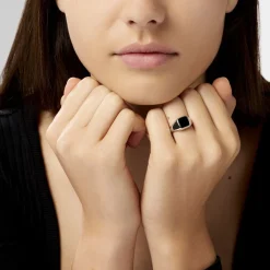 Chevalière Renelia Argent Blanc Blanc Onyx