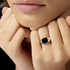 Chevalière Renelia Argent Blanc Blanc Onyx