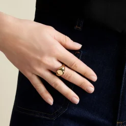 Chevalière Sabadell Acier Jaune