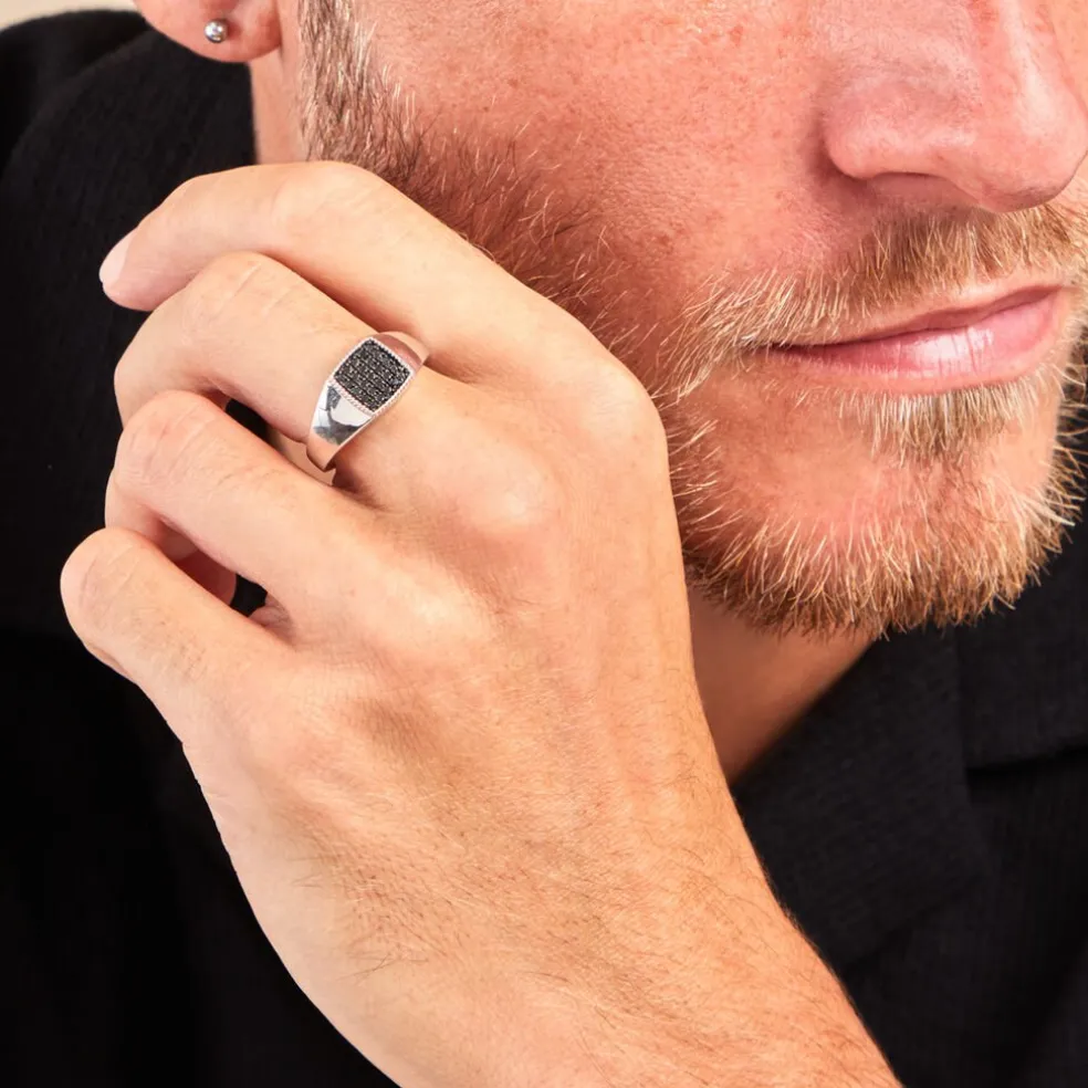 Chevalière Zack Or Blanc Diamant