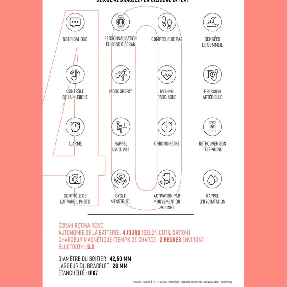 Coffret De Montre Lotus Connectée Smartwach Noir