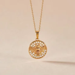 Collier Abelha Plaqué Or Jaune Oxyde De Zirconium