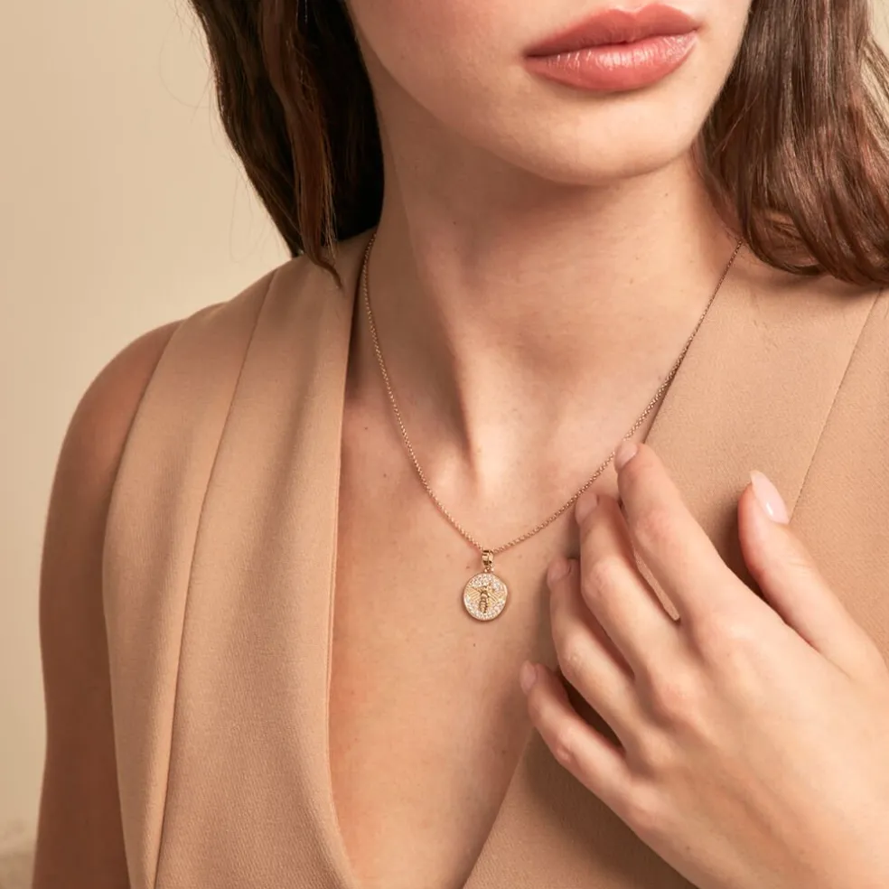 Collier Abelha Plaqué Or Jaune Oxyde De Zirconium