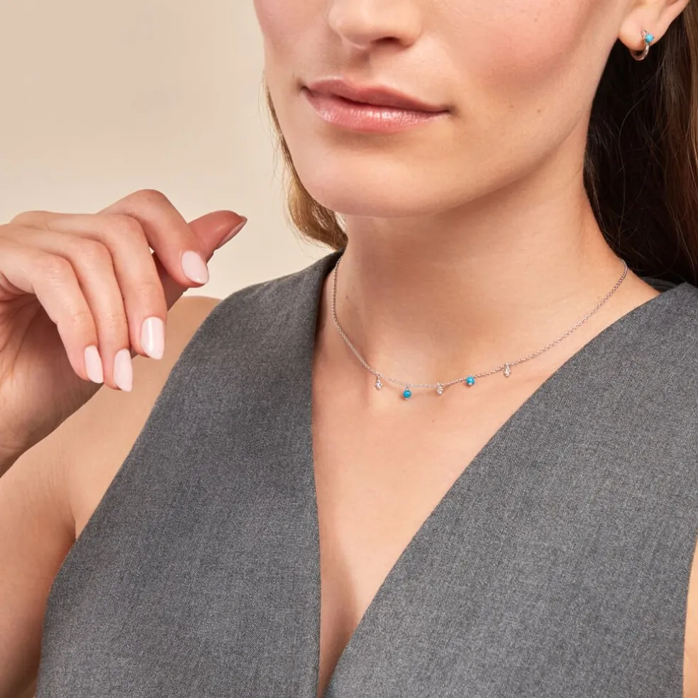 Collier Adiva Argent Blanc Turquoise