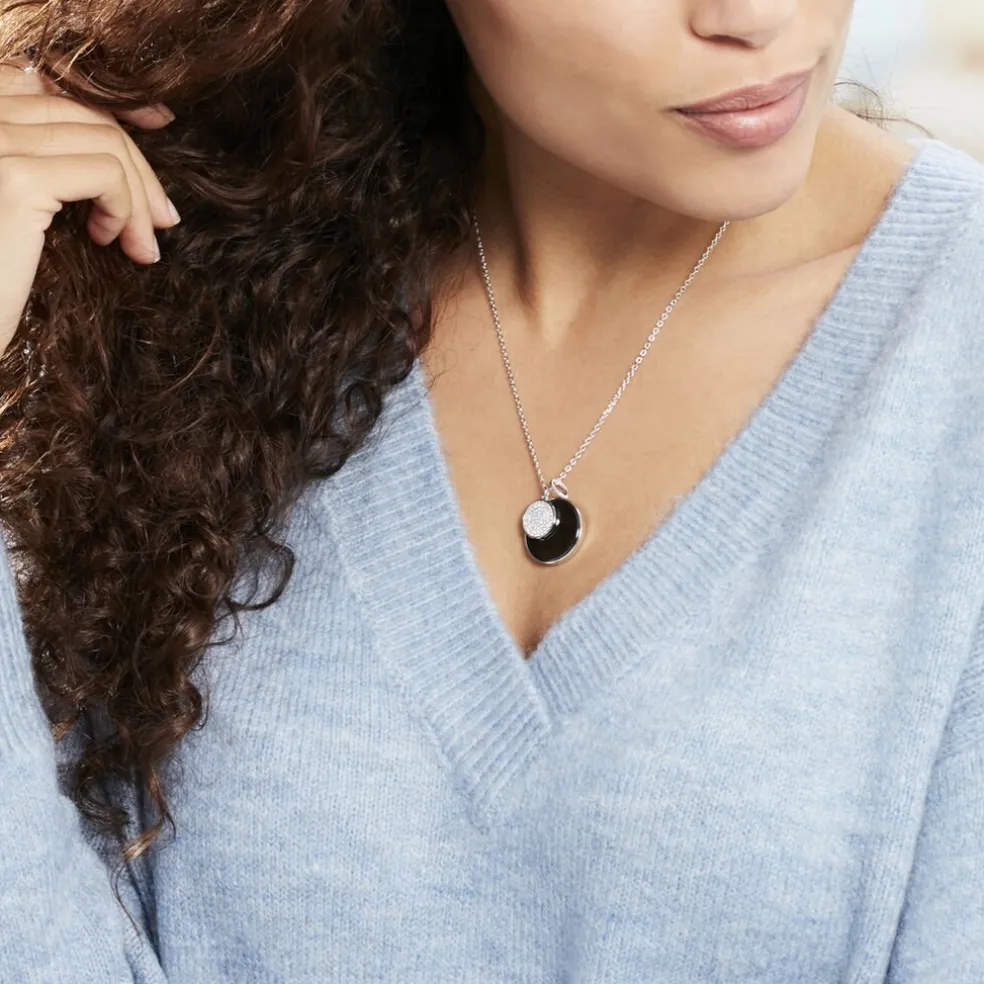 Collier Adonya Argent Blanc Céramique Et Oxyde De Zirconium