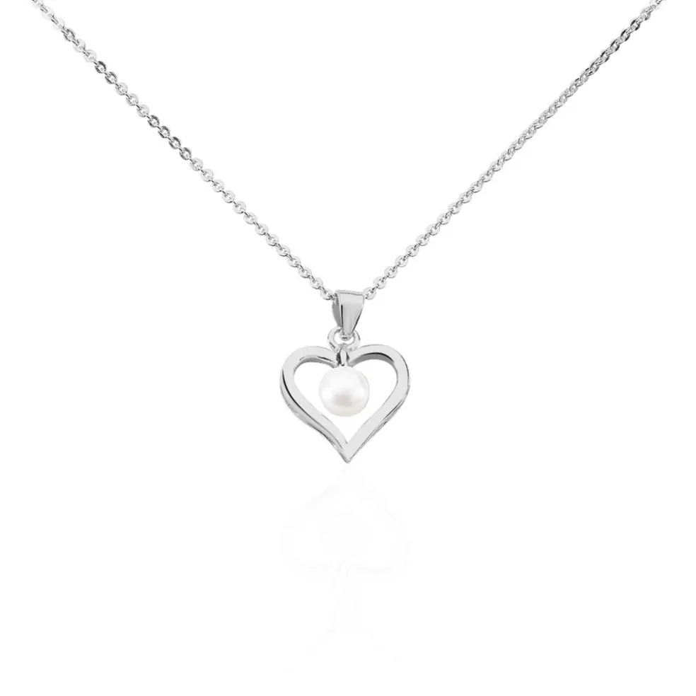 Collier Ainhoa Maille Forçat Argent Blanc Perle De Culture