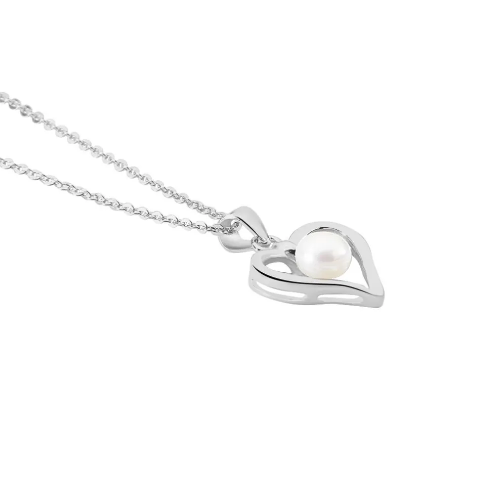 Collier Ainhoa Maille Forçat Argent Blanc Perle De Culture