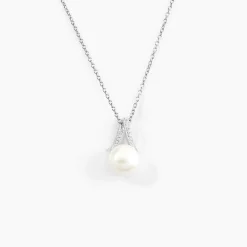 Collier Albine Argent Blanc Perle De Culture Et Oxyde De Zirconium