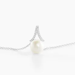 Collier Albine Argent Blanc Perle De Culture Et Oxyde De Zirconium