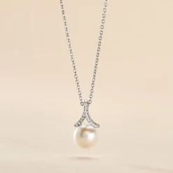 Collier Albine Argent Blanc Perle De Culture Et Oxyde De Zirconium