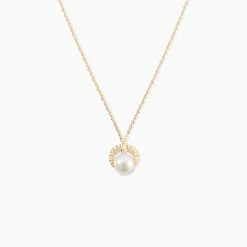 Collier Aloys Or Jaune Perle De Culture Et Oxyde De Zirconium