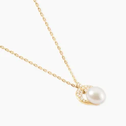 Collier Aloys Or Jaune Perle De Culture Et Oxyde De Zirconium