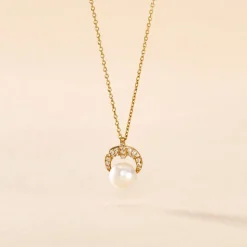 Collier Aloys Or Jaune Perle De Culture Et Oxyde De Zirconium