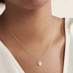 Collier Aloys Or Jaune Perle De Culture Et Oxyde De Zirconium