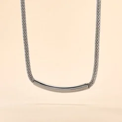 Collier Amadeo Maille Popcorn Acier Blanc