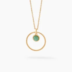 Collier Amalthea Plaqué Or Doré Aventurine Vert