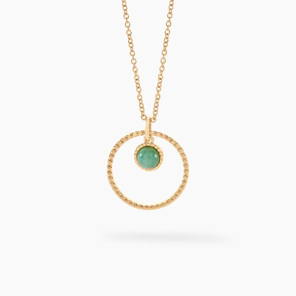 Collier Amalthea Plaqué Or Doré Aventurine Vert