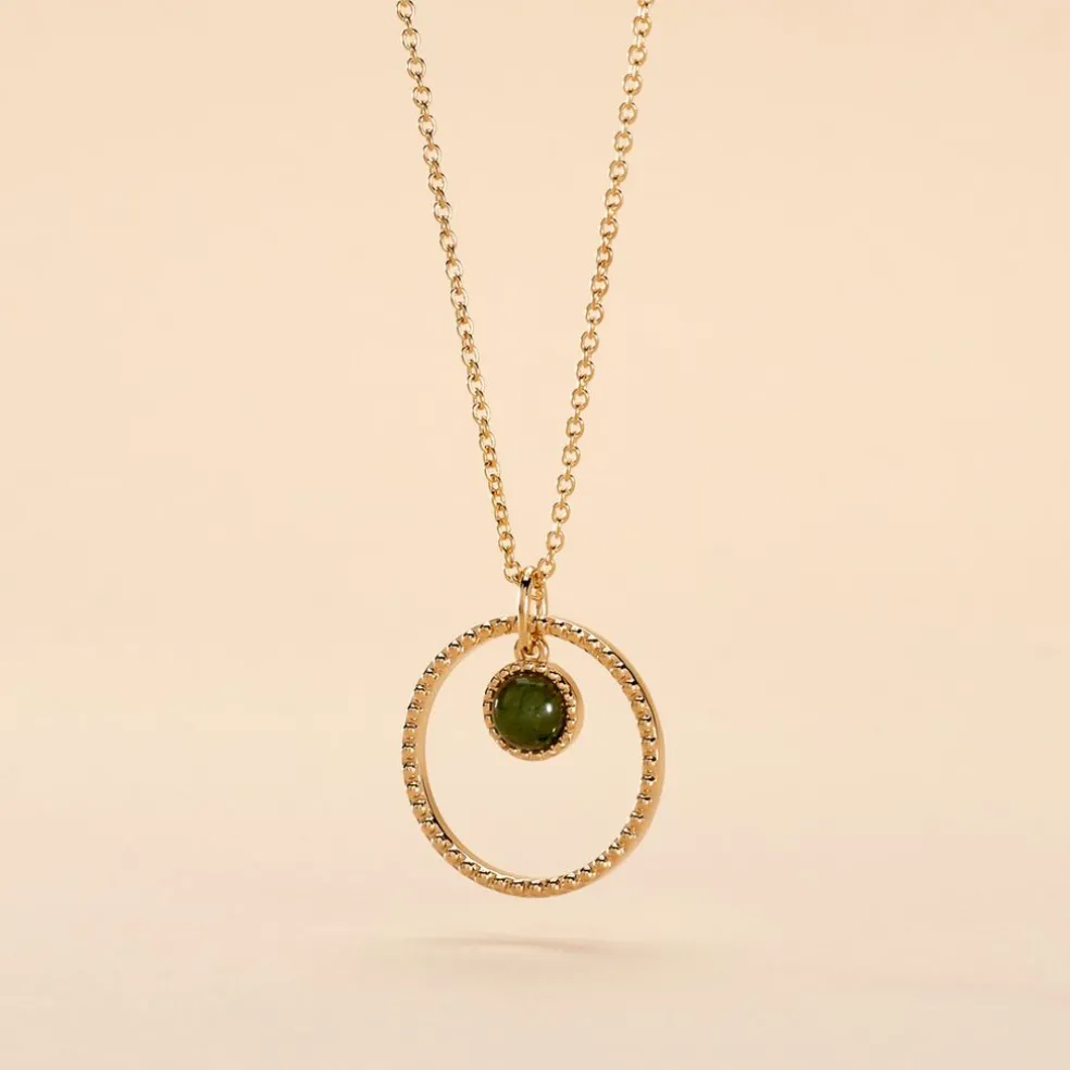 Collier Amalthea Plaqué Or Doré Aventurine Vert