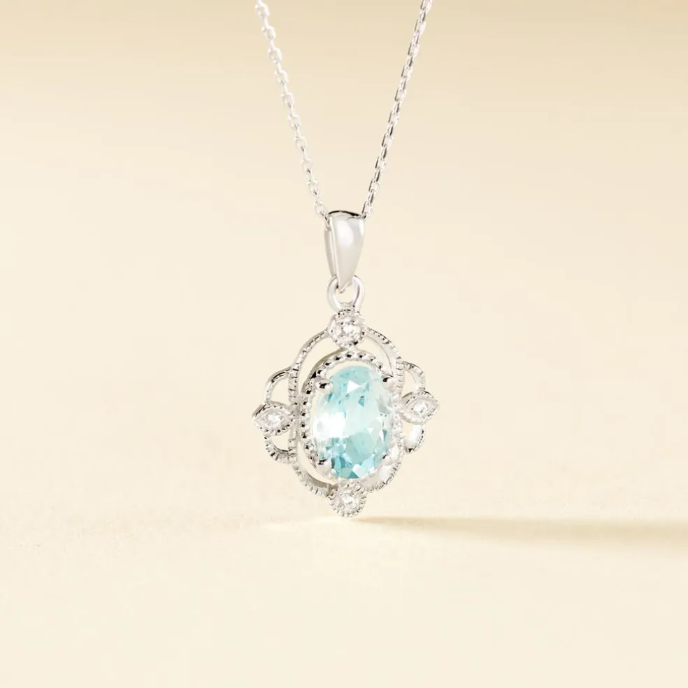 Collier Amance Or Blanc Topaze Et Oxyde De Zirconium