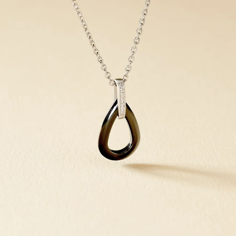 Collier Amaris Argent Blanc Céramique Et Oxyde De Zirconium