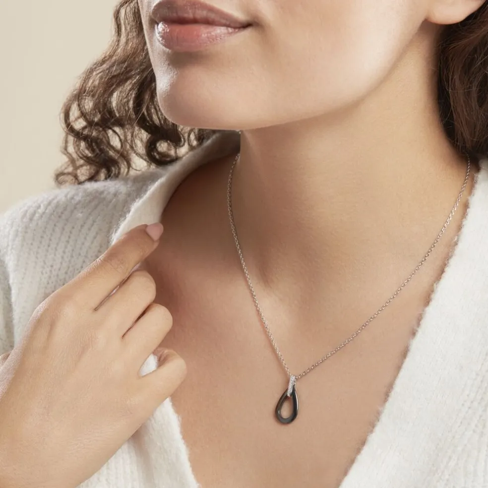 Collier Amaris Argent Blanc Céramique Et Oxyde De Zirconium