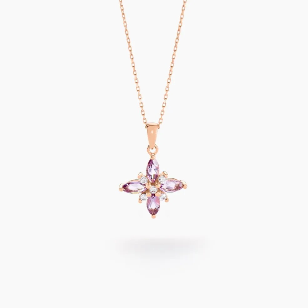 Collier Anabele Or Rose Amethyste Oxyde