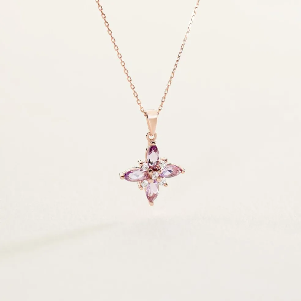 Collier Anabele Or Rose Amethyste Oxyde