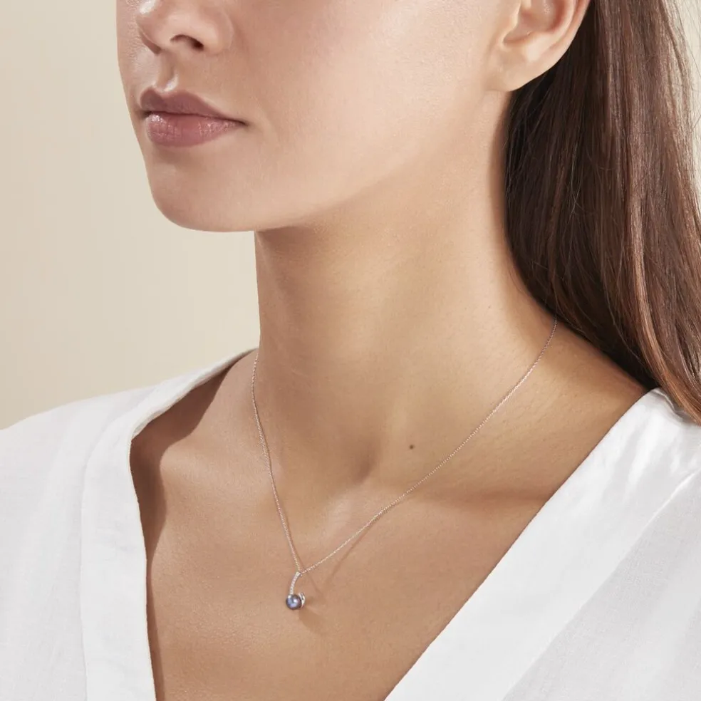 Collier Anais Or Blanc Perle De Culture Et Oxyde De Zirconium