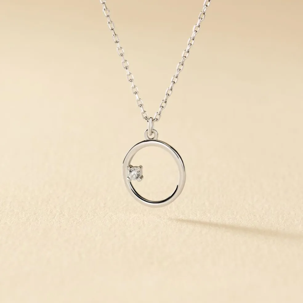 Collier Anas Argent Blanc Oxyde De Zirconium