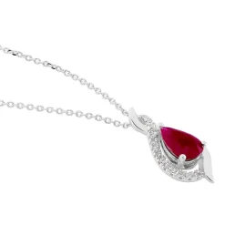 Collier Angelika Or Blanc Rubis Et Diamant
