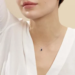 Collier Angelika Or Blanc Saphir Et Diamant