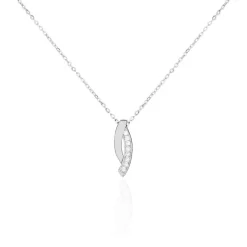 Collier Ange-line Argent Blanc Oxyde De Zirconium