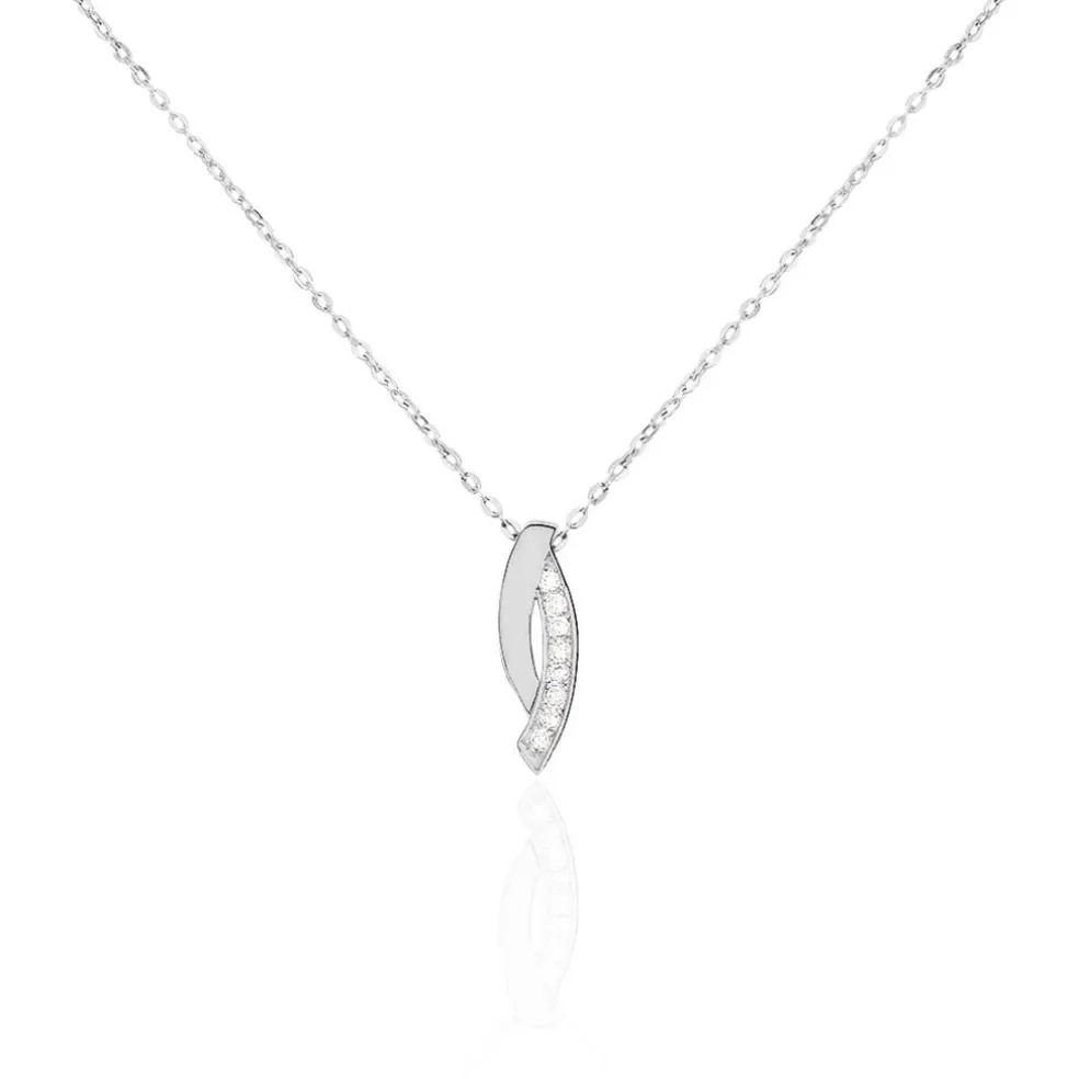 Collier Ange-line Argent Blanc Oxyde De Zirconium