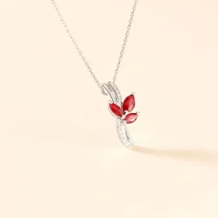 Collier Angie Or Blanc Diamant Et Rubis