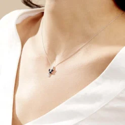 Collier Angie Or Blanc Saphir Diamant